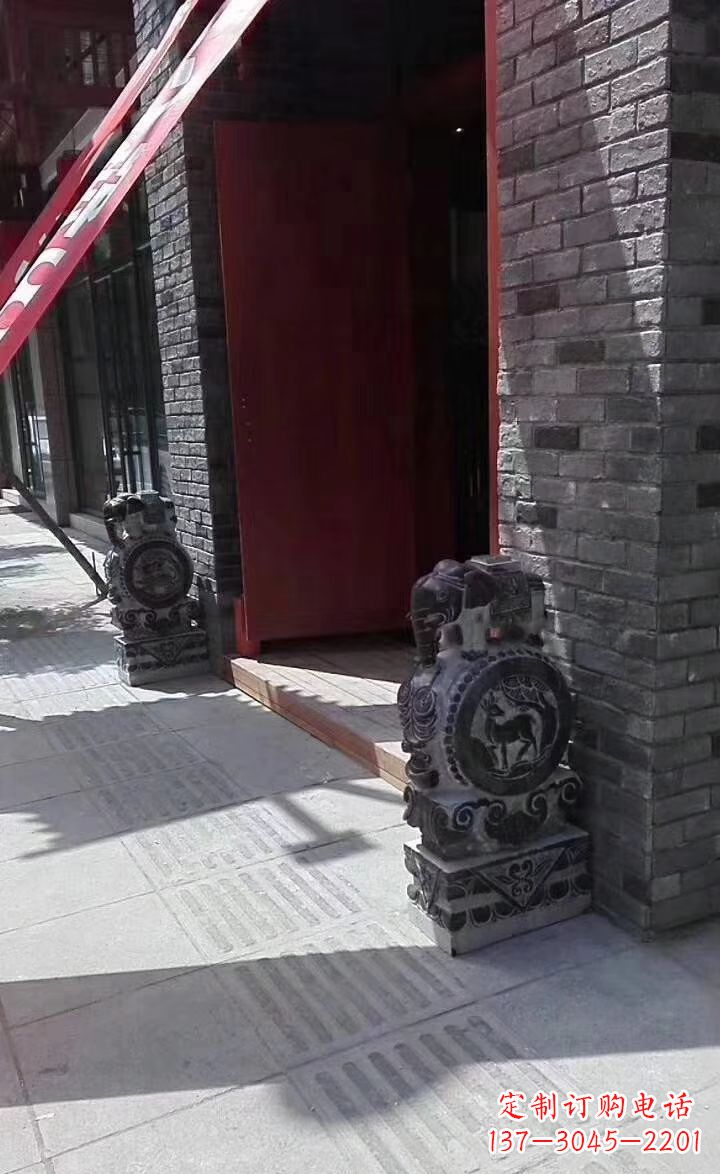 河南青石雕刻大象门墩抱鼓石