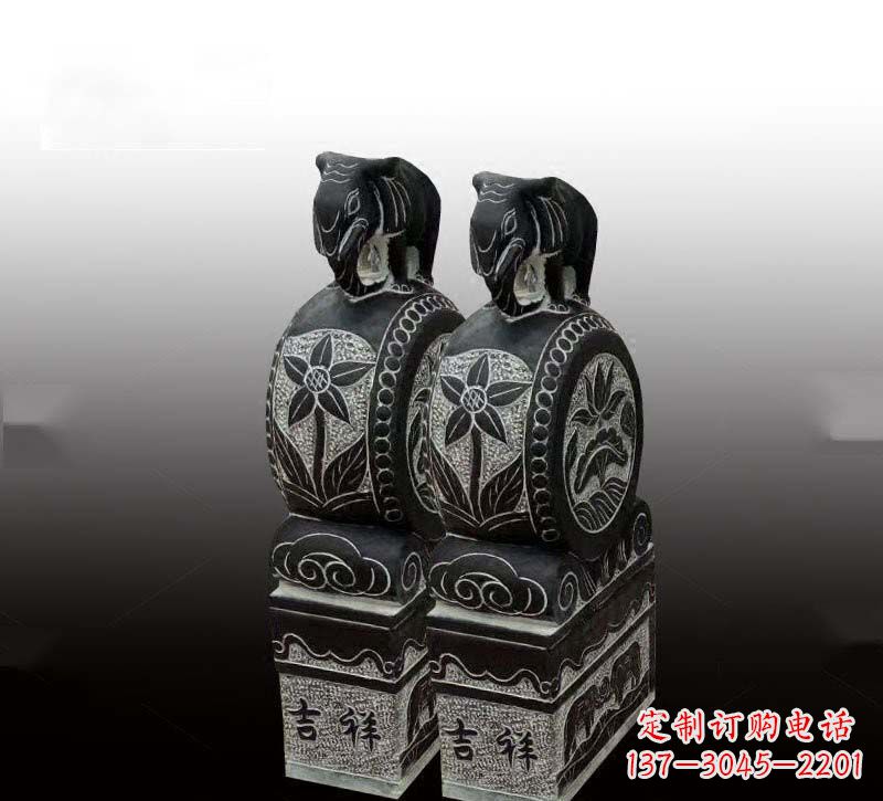 河南高质感青石仿古大象门墩