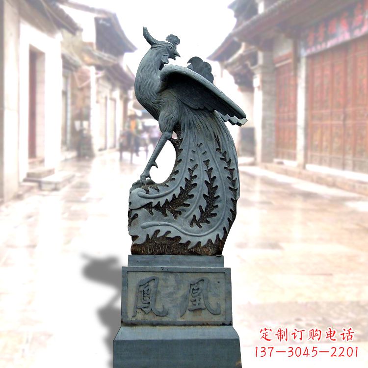 河南匠心之作——青石仿古凤凰雕塑
