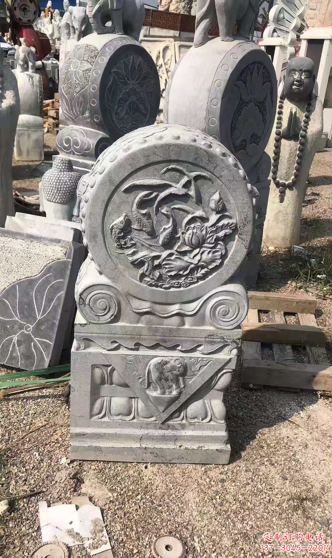 河南别具一格的门墩青石仿古雕塑