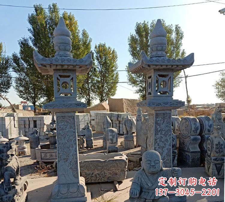 河南青石仿古石灯雕塑,精美实用