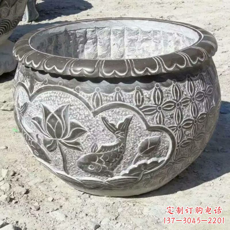 河南精致青石浮雕水缸,为您打造精美绝伦的定制雕塑