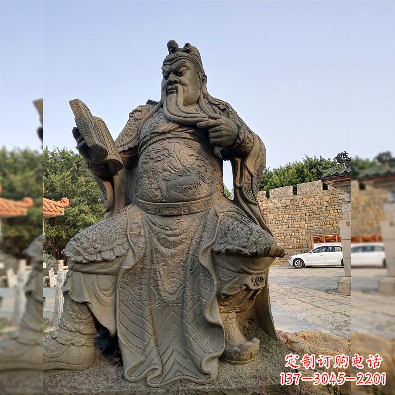 河南青石关公雕塑,让您的家居更加古典优雅