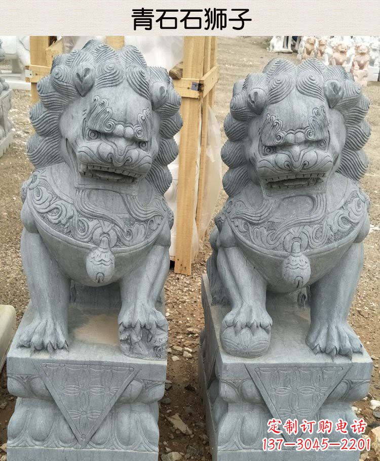 河南青石看门狮子雕塑