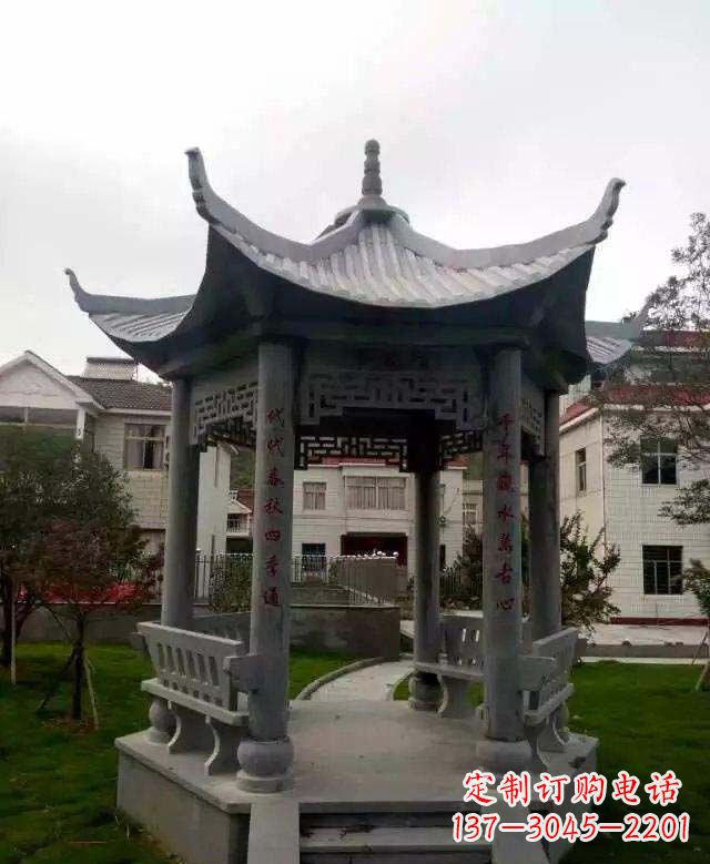 河南青石六角凉亭雕塑