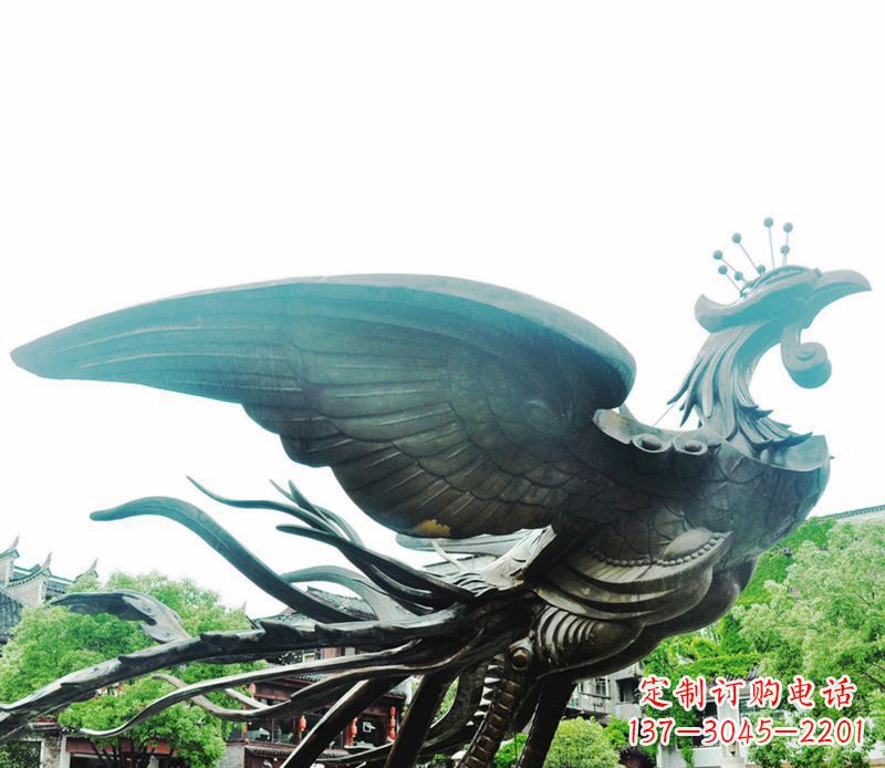 河南青铜凤凰雕塑,传承古典魅力
