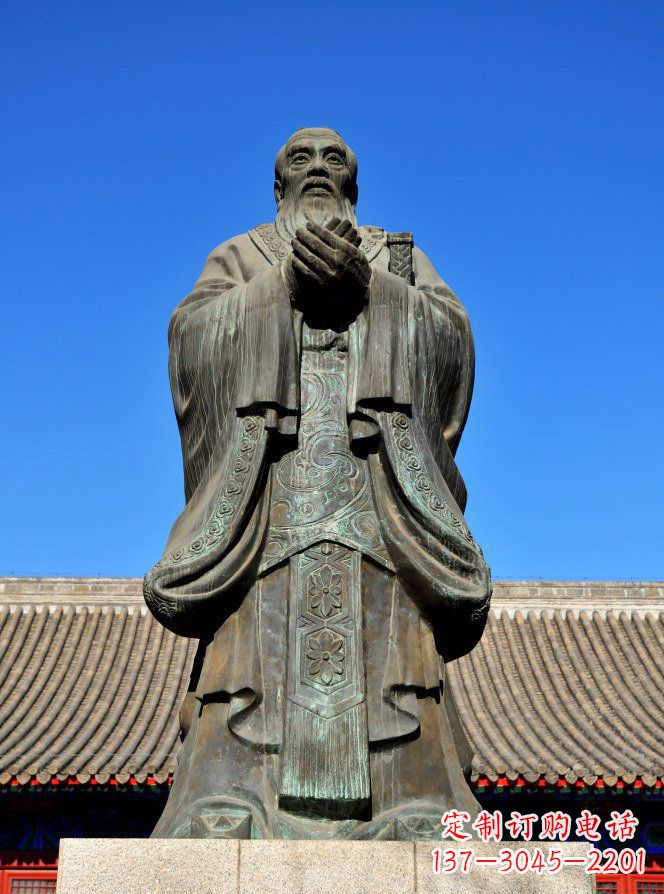 河南青铜孔子古代名人铜雕
