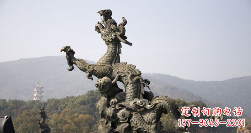 河南中领雕塑|传统青铜神龙出水铜雕