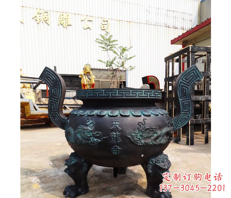 河南精美青铜寺庙广场香炉雕塑