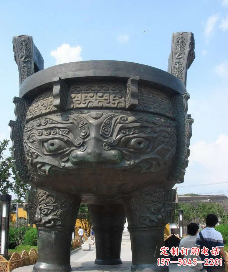 河南青铜香炉三足铜鼎雕塑