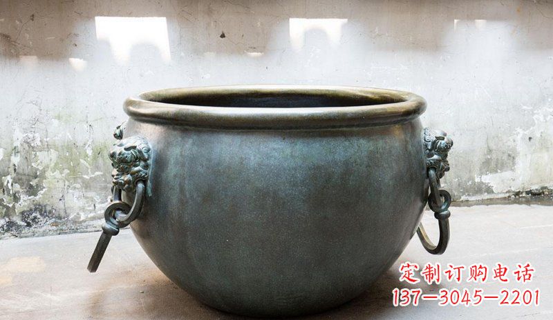 河南青铜圆形水缸铜雕