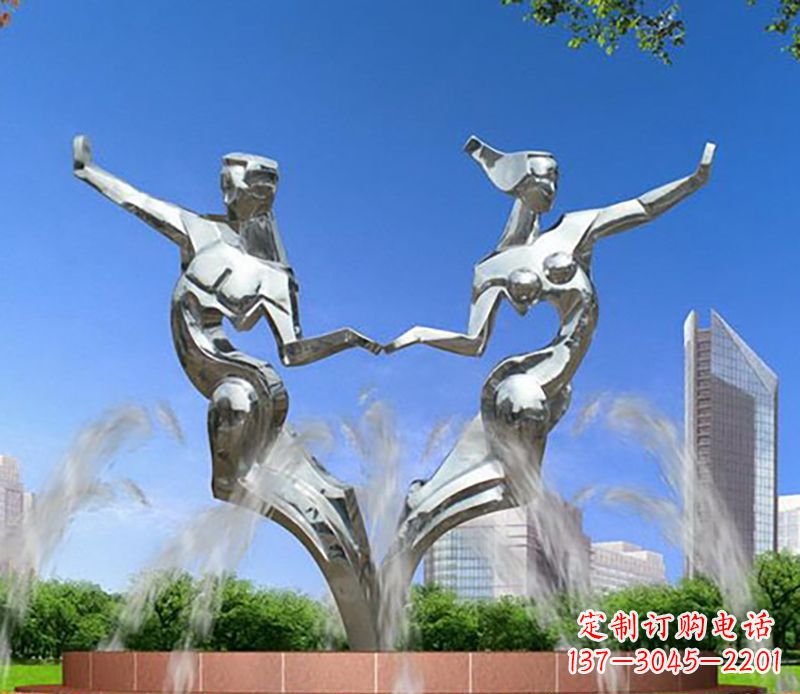 河南爱情镌刻,不锈钢抽象情侣雕塑