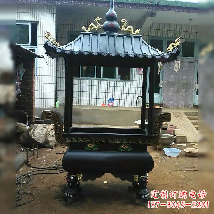 河南中领雕塑精美全铜香炉古典雕塑