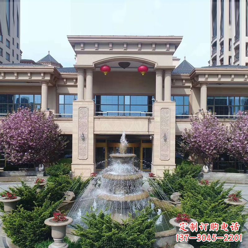 河南高品质三层石喷泉雕塑