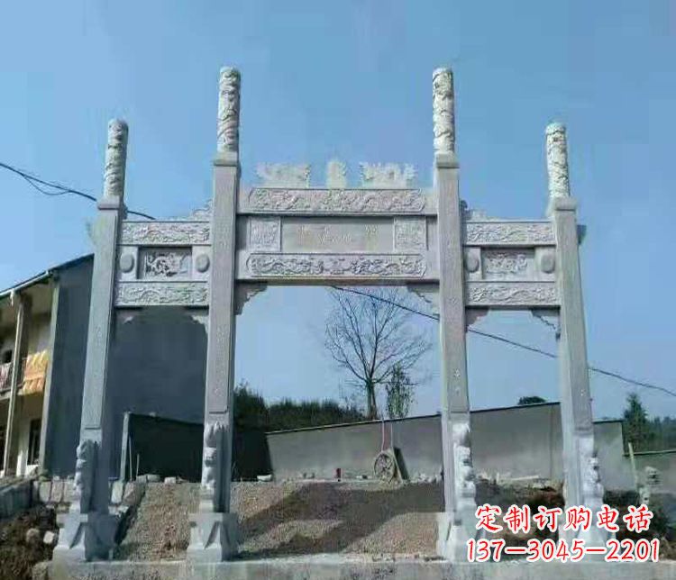 河南三门仿古牌坊石雕,精致雕刻典雅之美