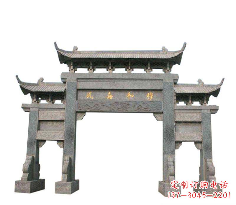 河南四门牌坊石雕:高端雕塑定制