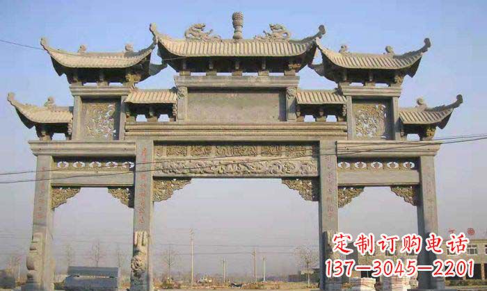 河南特色街角石雕牌坊精致典雅的装点