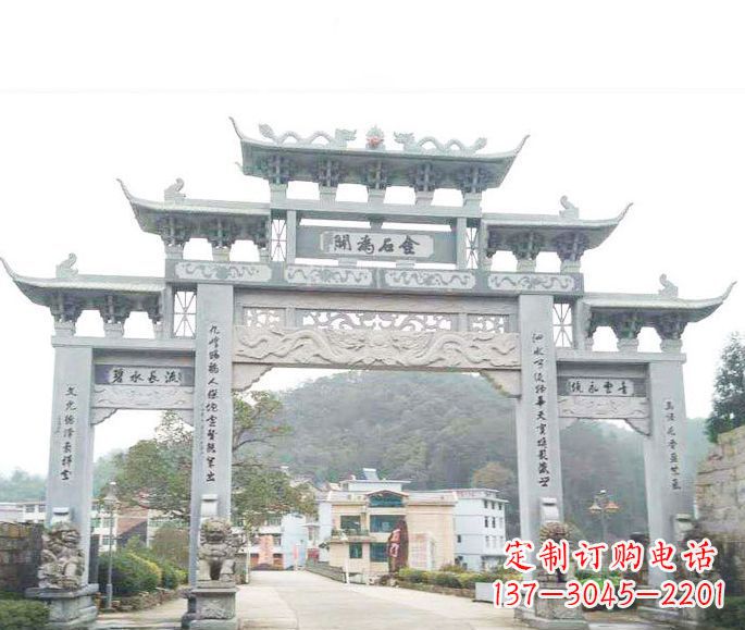河南三门五楼石牌坊石雕——精美精致的多层次雕刻
