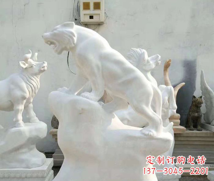 河南中领雕塑:汉白玉老虎雕塑