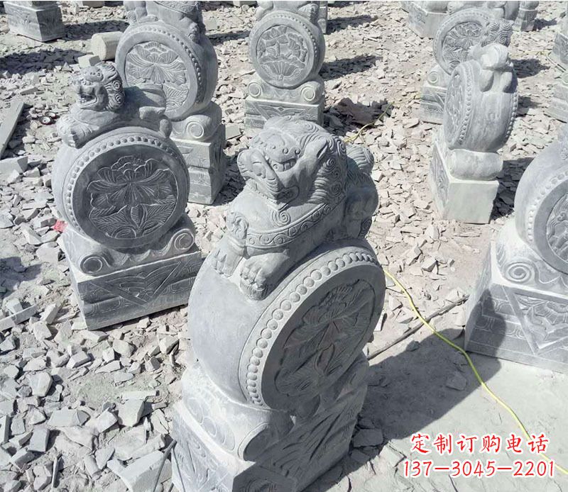 河南狮子抱鼓石招财门墩石雕,尊贵大气典雅