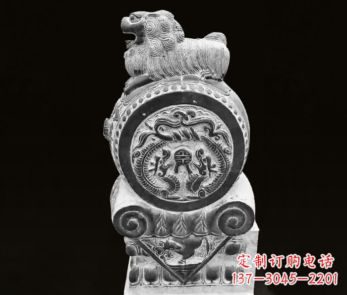 河南狮子石抱鼓仿古石门墩