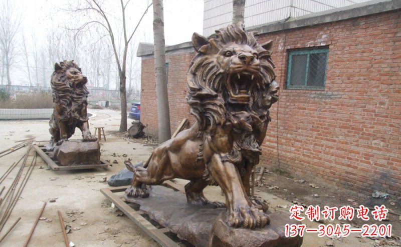 河南狮子企业动物铜雕