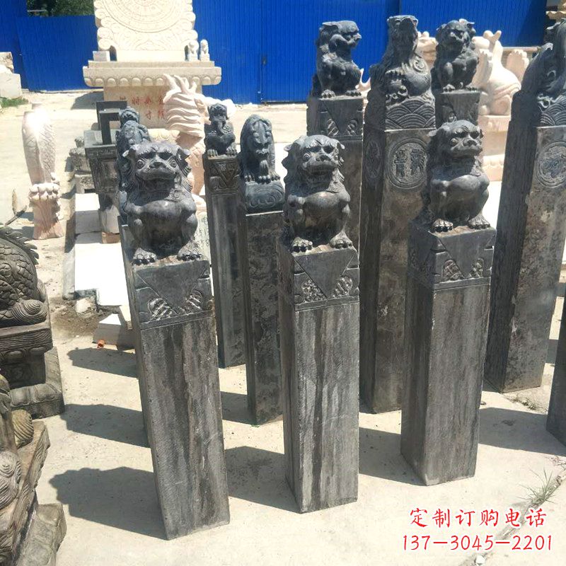 河南狮子拴马桩雕塑,展现国之雄风