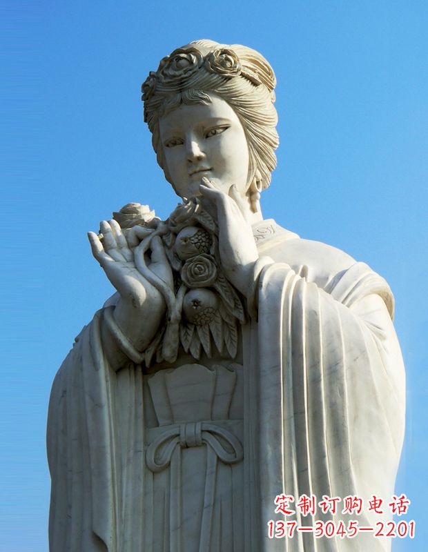 河南石榴之美——十二花神之五月石榴李氏汉白玉古代美女雕像