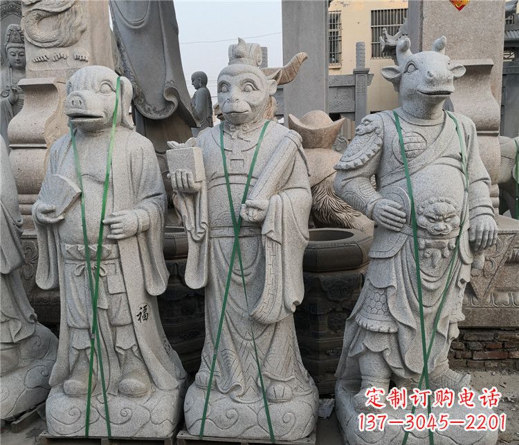 河南十二生肖动物石雕,悦目明快!