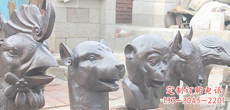 河南十二生肖铜雕，独特的动物雕塑
