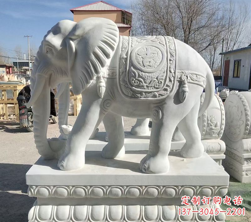 河南中领雕塑精美石材大象雕塑