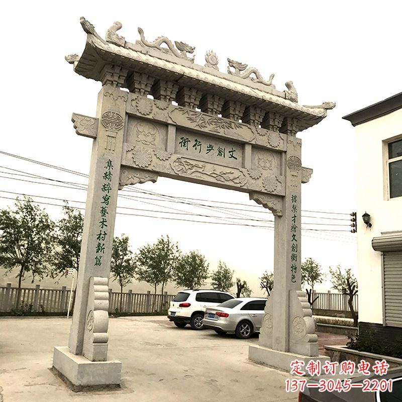 河南欣赏古老石材牌坊雕塑