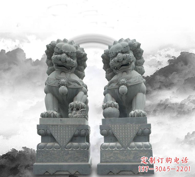 河南石雕大理石狮子雕塑——定制精品雕塑