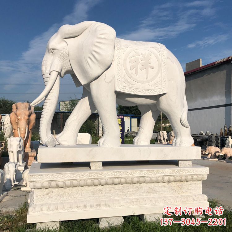河南现代工艺石雕大象雕塑