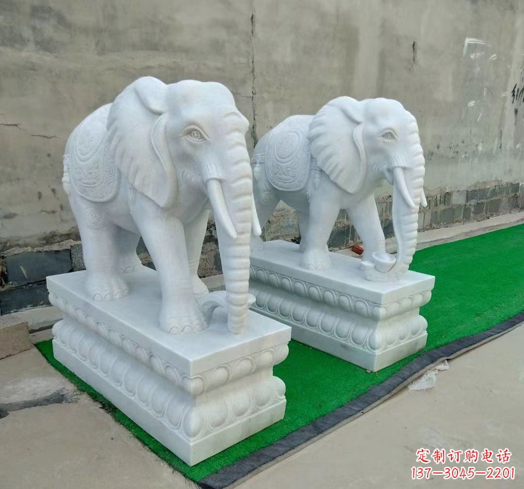 河南中领雕塑:精美大象汉白玉雕塑