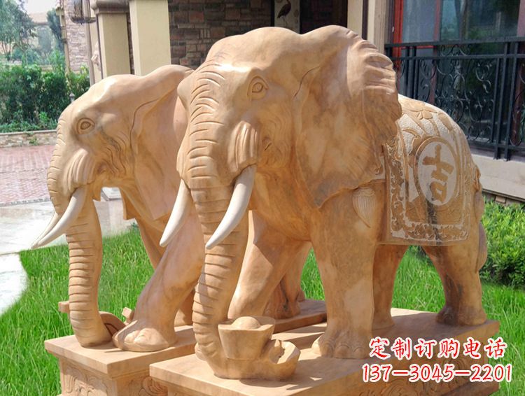 河南石雕大象风水的精美雕塑