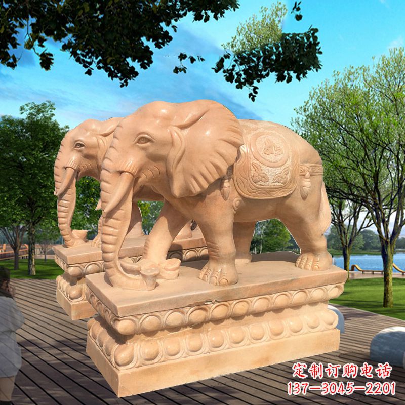 河南多色大象塑像,艺术雕刻体现彩色生活