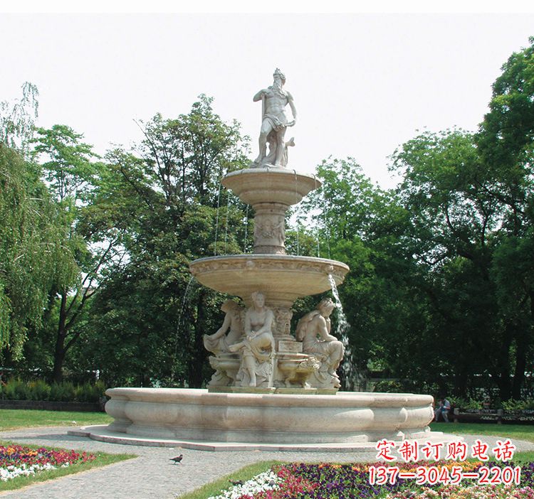 河南石雕跌水喷泉塑型,给园林增添美感