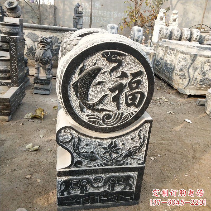 河南一流仿古抱鼓门墩石雕塑