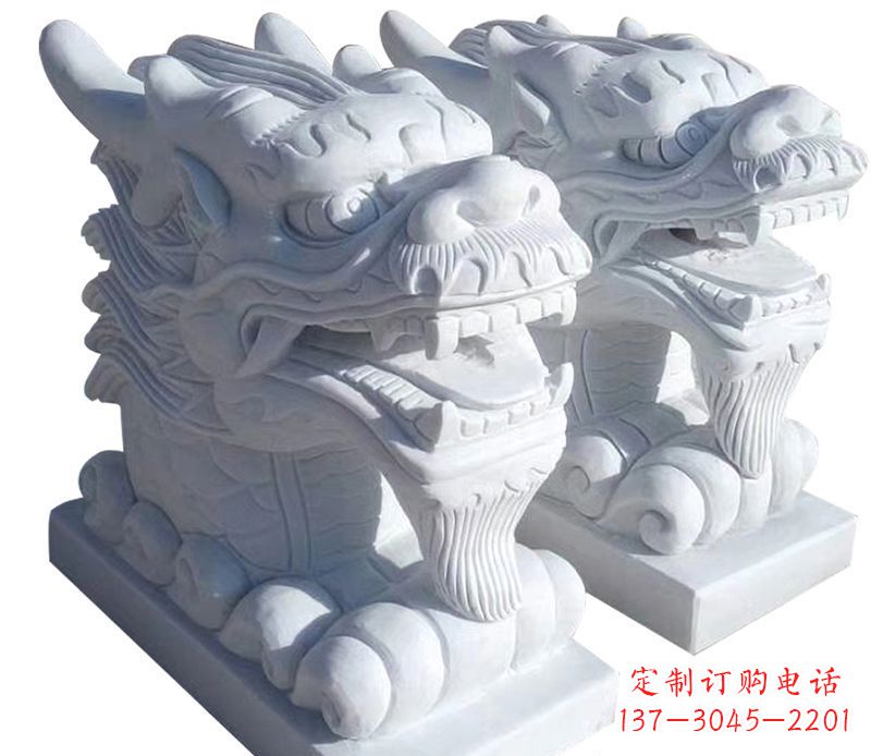 河南精致石雕龙头雕塑,打造建筑雕塑景观