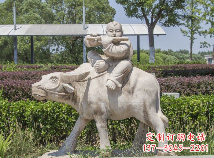 河南石雕牧童牛