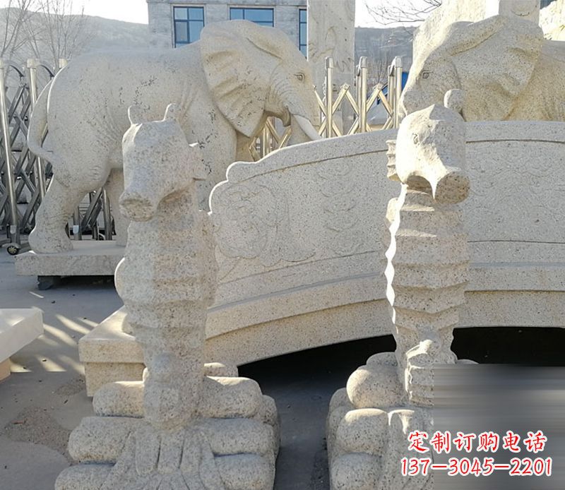 河南中领雕塑海马石雕静谧可爱