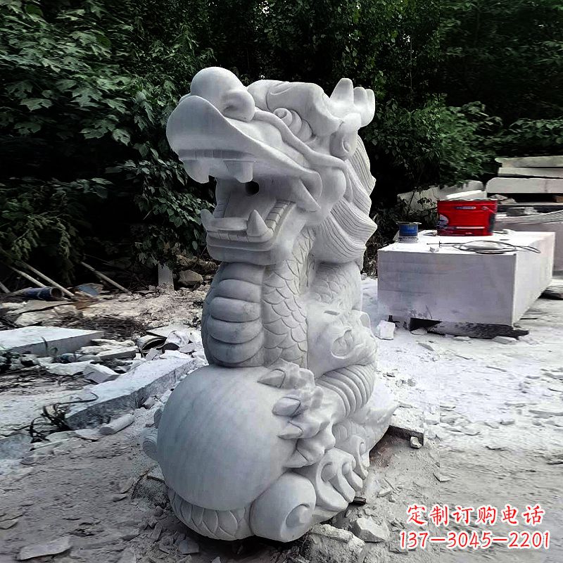 河南精美石雕龙首喷水雕塑