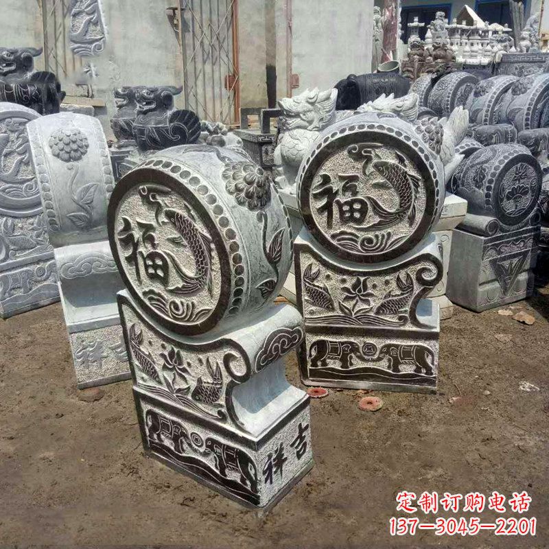 河南石雕貔貅抱鼓门墩雕塑