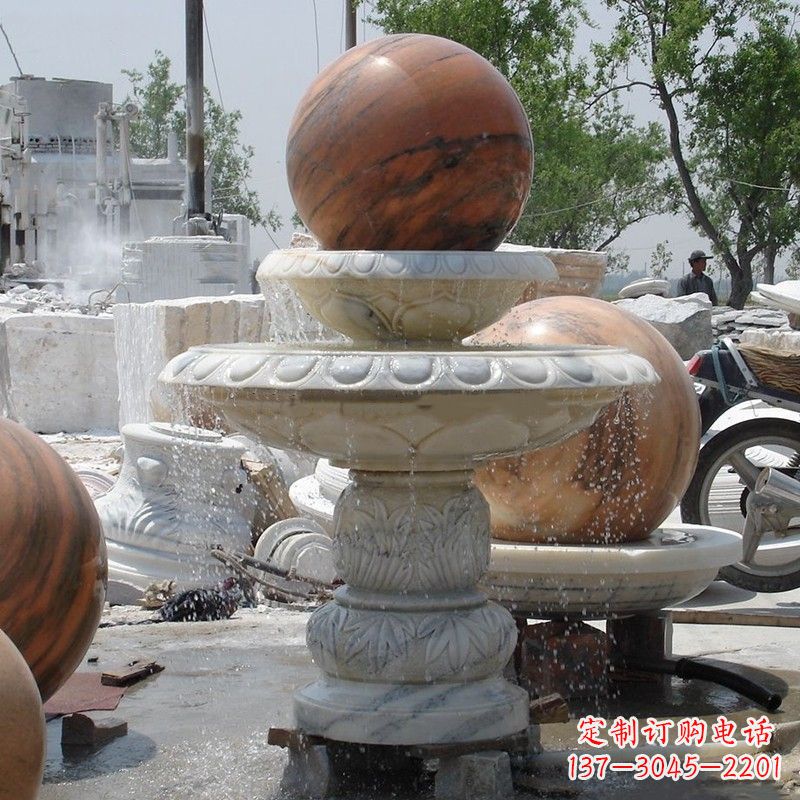 河南艺术精美的青石风水球雕塑