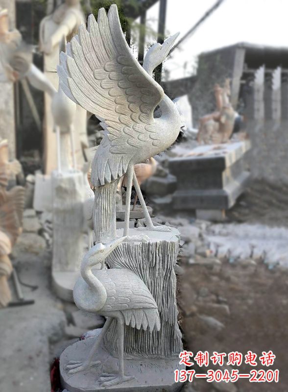 河南石雕仙鹤景观摆件