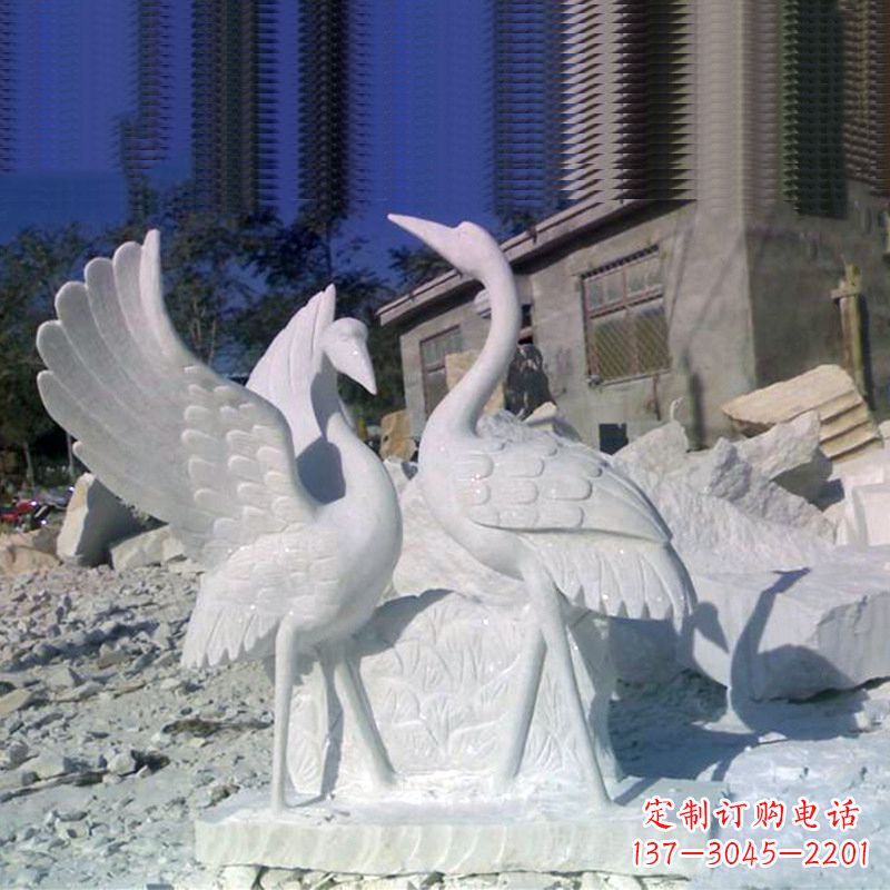 河南石雕仙鹤低头