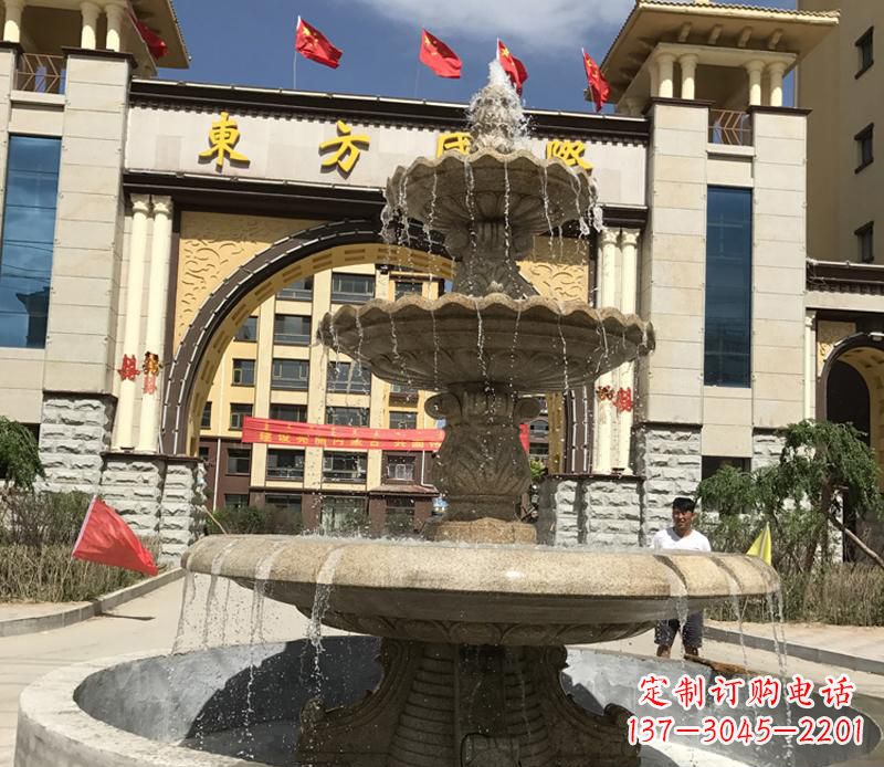 河南石雕小区大型喷泉雕塑