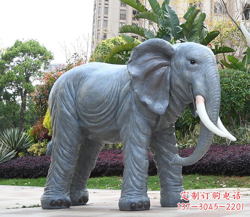 河南石雕小区动物大象