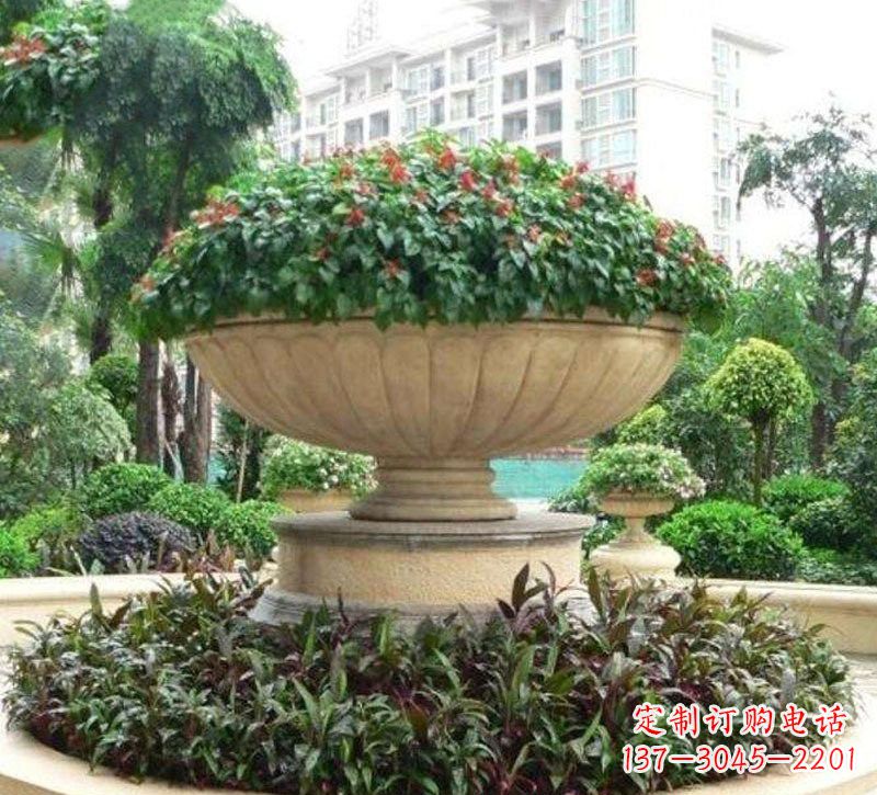 河南石雕小区花盆